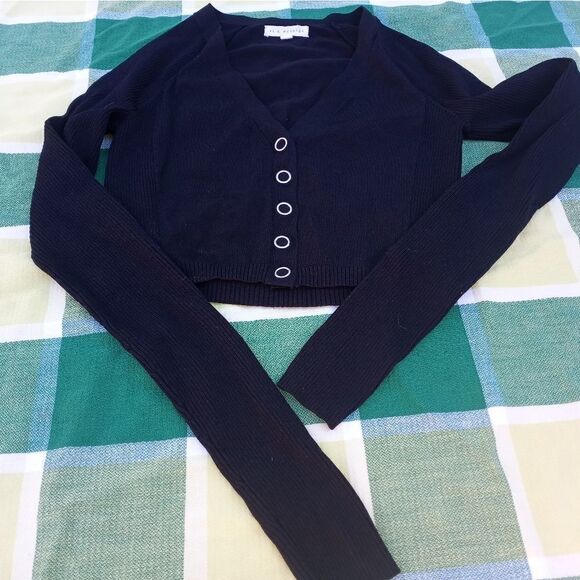l.a.Hearts S Black Longsleeves Cropp Knit Button Up Women's Top Cardigan - Picture 1 of 9